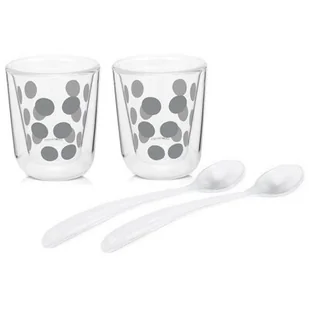 Zak! DESIGNS Zestaw 2 szklanek z łyżeczkami 200ml DESIGNS srebrny 1694-R690 - Szklanki - miniaturka - grafika 1