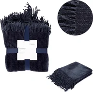 Narzuty - Przytulny koc narzuta na łóżko koc do salonu koc na sofę koc polarowy CHENILLE koc szenilowy granatowy 130x170 cm HOMLA - miniaturka - grafika 1