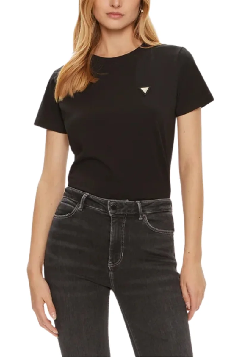 GUESS Czarny damski t-shirt na krótki rękaw Colette XL
