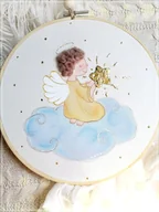 Pamiątka Chrztu Świętego - Aniołek na chmurce, obrazek na pamiątkę chrztu narodzin - miniaturka - grafika 1
