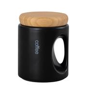 Pojemniki kuchenne - Pojemnik na kawę z bambusem RONNIE 650ml czarny - miniaturka - grafika 1