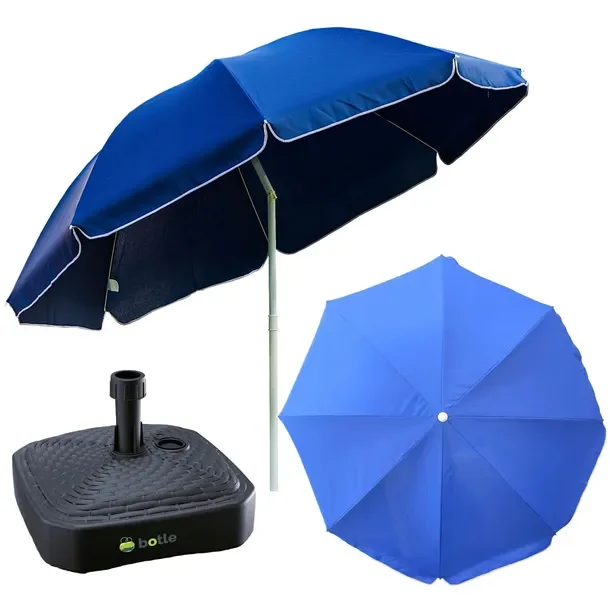 Parasol ogrodowy plażowy 240cm duży łamany z podstawą stojak kwadrat zestaw