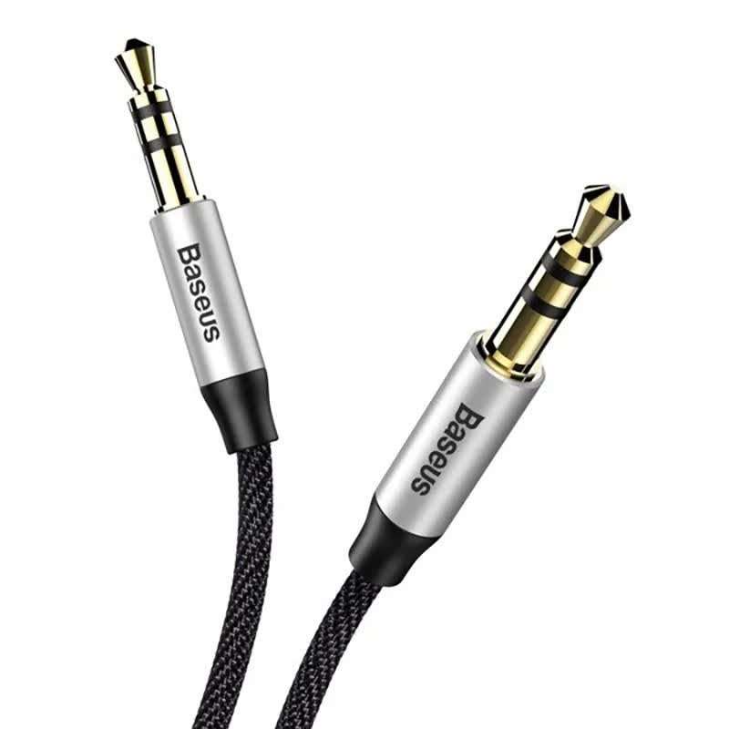 KABEL USB Baseus Aux Przewód Audio Do Auta 100cm MINI JACK 3.5mm SREBRNY