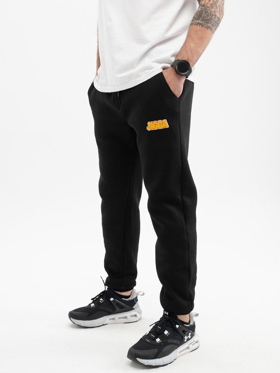 Spodnie Dresowe Męskie Czarne / Żółte Jigga Wear Name Patch XXL