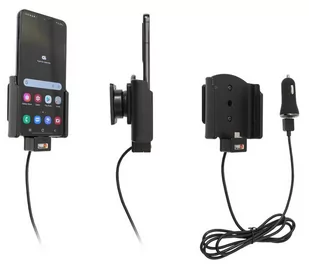 Brodit Uchwyt do Samsung Galaxy S22 z wbudowanym kablem USB oraz ładowarką samochodową - Uchwyty samochodowe do telefonów - miniaturka - grafika 1