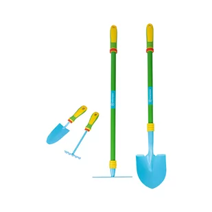 Holtaz Garden Kids Zestaw narzędzi ogrodniczych 4 sztuki - łopata grabie łopata ręczna grabie kwiatowe do zabawy w ogrodzie i na placu zabaw z wygod.. - Grabie i motyki - miniaturka - grafika 1