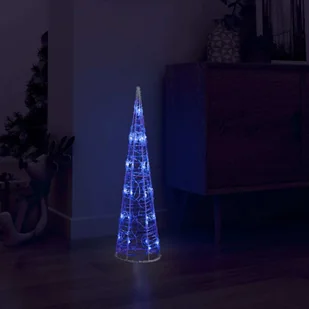 The Living Store Akrylowa dekoracja świąteczna w kształcie stożka LED piramida niebieska 60 cm - Ozdoby bożonarodzeniowe - miniaturka - grafika 1