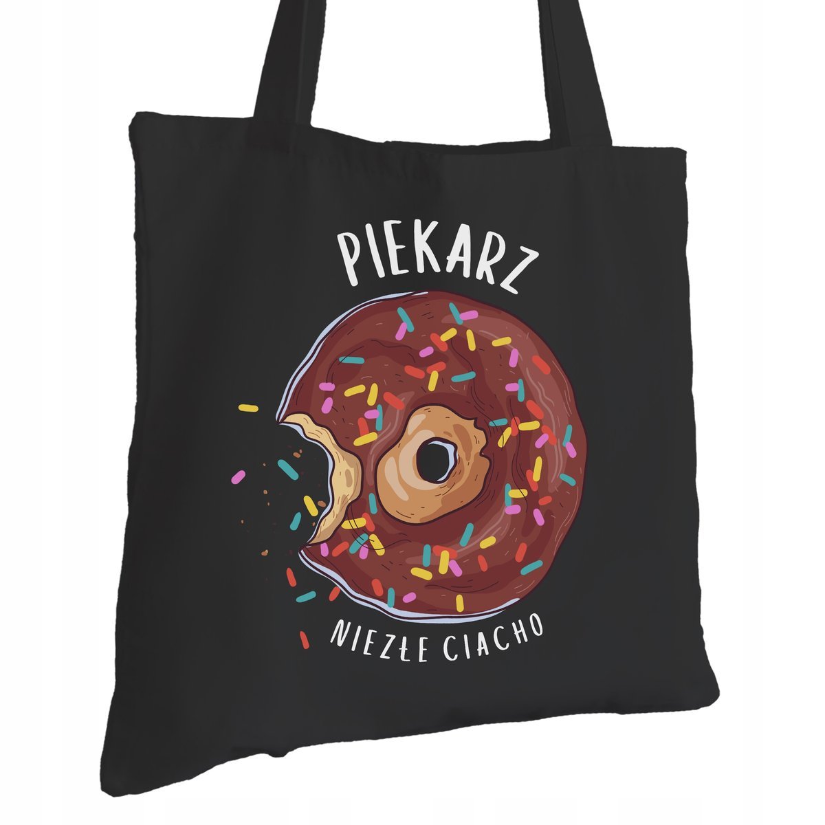 Torba Bawełniana dla Piekarza Czarna Na Prezent ekologiczna Trwały Nadruk