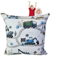 Pościel dla dzieci - Poszewka Dziecięca 40x40 Bawełniana JAŚ Koparki Niebieskie Nowe - miniaturka - grafika 1