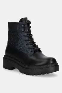 Guess workery LEADSH damskie kolor czarny na płaskim obcasie FLTLDS DEN10 - Botki damskie - miniaturka - grafika 1