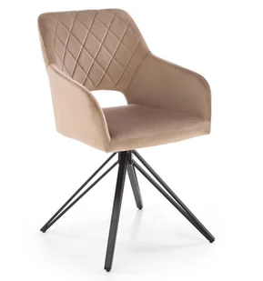 Krzesło Loftowe Obrotowe K535 Beżowe Czarne Velvet Metal Halmar - Krzesła - miniaturka - grafika 1