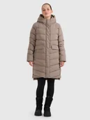 Kurtki damskie - 4F Płaszcz puchowy z wypełnieniem naturalnym damski - beżowy XXL - miniaturka - grafika 1