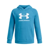 Bluzy dla chłopców - Chłopięca bluza dresowa nierozpinana z kapturem Under Armour UA Rival Fleece BL Hoodie - niebieska - UNDER ARMOUR - miniaturka - grafika 1