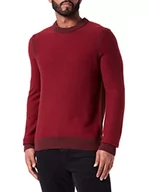 Bluzy męskie - BOSS Męska bluza Knitted_Sweater, ciemnoczerwona, L - miniaturka - grafika 1