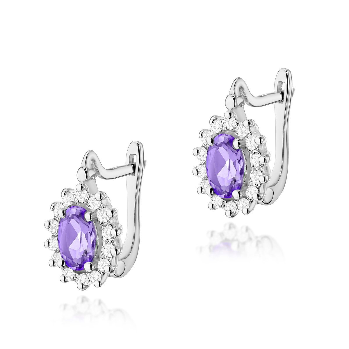 Złote kolczyki Ametyst 2 x 0,40ct białe złoto pr. 585