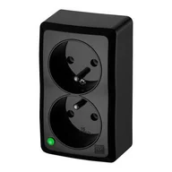 Gniazdka elektryczne - Berg gniazdo podwójne natynkowe czarne - miniaturka - grafika 1