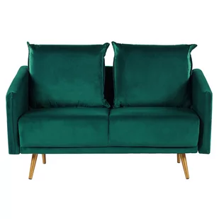 Beliani Sofa 2-osobowa welurowa szmaragdowa MAURA - Sofy i kanapy - miniaturka - grafika 1