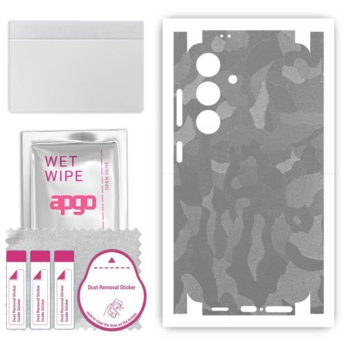 folia naklejka skórka strukturalna na TYŁ+BOKI do Samsung Galaxy S24 - Moro Camo Srebrny - apgo SKINS