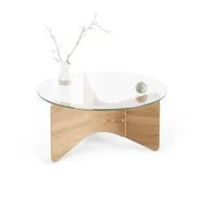 Ławy i stoliki kawowe - Naturalny okrągły stolik ze szklanym blatem ø 84 cm Madera – Umbra - miniaturka - grafika 1