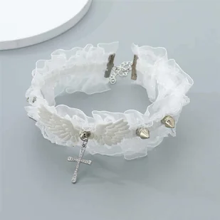 naszyjnik/choker CROSS (white) - Naszyjniki - miniaturka - grafika 1