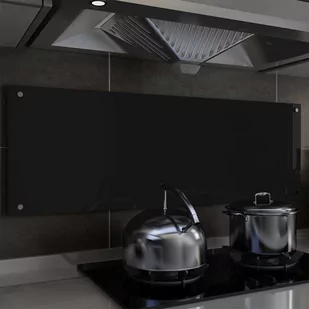 vidaXL Panel ochronny do kuchni, czarny, 120x40 cm, szkło hartowane - Akcesoria i części AGD - miniaturka - grafika 1