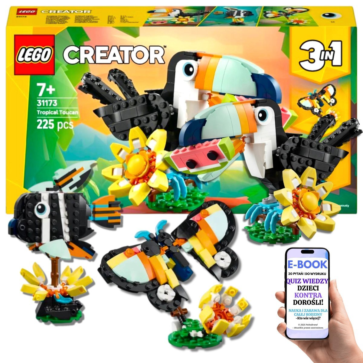 LEGO DZIKIE ZWIERZĘTA 3w1 TUKAN MOTYL RYBA Tropikalny świat LEGO® Dla Dzieci (31173) Lego Prezent Dla Dziewczynki Córki Wnuczki + EBOOK-2