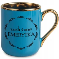 Kubki - Kubek Elegant Niebieski Ucho Rant Złoty Prezent dla Zasłużona Emerytura Wz - miniaturka - grafika 1