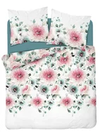 Pościel - Pościel z mikrofibry 220x200 Kwiaty biała różowa zielona 4587 A 30 Light - miniaturka - grafika 1