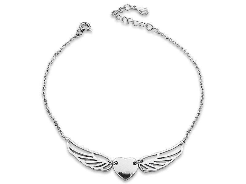 Srebrna bransoletka 925 serce ze skrzydłami origami celebrytka serduszko na prezent