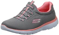 Trampki damskie - Skechers Trampki damskie Summits, Szare siateczkowe różowe wykończenie, 38.5 EU - miniaturka - grafika 1