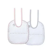 Śliniaki i fartuszki - Śliniak bawełniany 2 szt. haftowany szary różowy prostąkąt - miniaturka - grafika 1