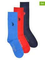 Skarpetki męskie - U.S. Polo Assn. Skarpety (3 pary) w kolorze niebieskim, granatowym i czerwonym - miniaturka - grafika 1