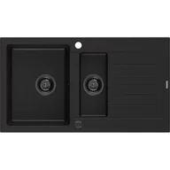 Zlewozmywaki - Mexen Matias zlewozmywak granitowy 1,5-komorowy z ociekaczem 900 x 505 mm, czarny, syfon czarny - miniaturka - grafika 1
