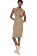 Sukienki - TRENDYOL BEŻOWA SUKIENKA Z GOLFEM I OZDOBNYM FALBANĄ 42 5AA - miniaturka - grafika 1