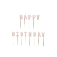 Urodziny dla dorosłych - PartyDeco Świeczki Happy Birthday różowe 2,5cm 13szt - miniaturka - grafika 1