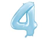 Balony i akcesoria - PartyDeco Balon foliowy Cyfra 4, 86cm, jasny niebieski FB1P-4-001J - miniaturka - grafika 1