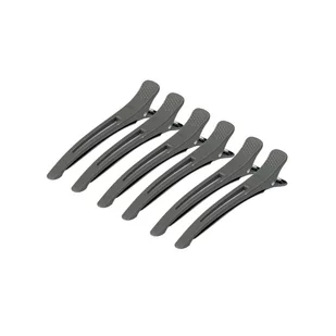 Klamry Klipsy Fryzjerskie Do Włosów E-12b 6 Szt 11,5cm Szare - Pozostałe akcesoria fryzjerskie - miniaturka - grafika 2