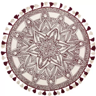 Beliani Dywan okrągły 120 cm orientalny nadruk kremowo-fioletowy OLTU - Dywany - miniaturka - grafika 1