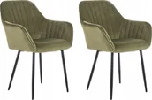 Krzesła - Beliani Zestaw 2 krzeseł do jadalni welurowy oliwkowozielony WELLSTON - miniaturka - grafika 1