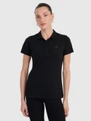 Koszulki i topy damskie - 4F Koszulka polo slim damska - czarna L - miniaturka - grafika 1