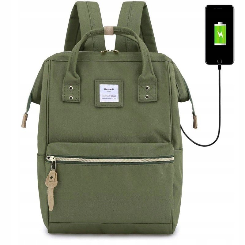 Plecak szkolny Himawari 9001 zielony USB