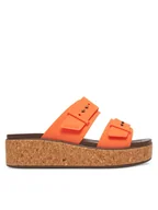 Klapki i japonki damskie - Crocs Klapki Brooklyn Cork Buckle 211252 Pomarańczowy - miniaturka - grafika 1