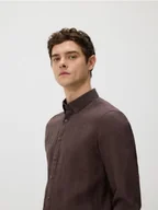 Koszule męskie - Reserved - Lniana koszula regular fit - ciemnobrązowy - miniaturka - grafika 1