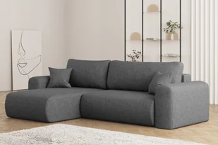 Narożnik CAPRI z funkcją spania i schowkiem tkanina Neve ciemnoszary lewy - Narożniki - miniaturka - grafika 1