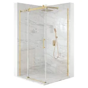 Kabiny prysznicowe - Kabina prysznicowa prostokątna przesuwne złota 120x100cm szkło 8mm + powłoka - miniaturka - grafika 1