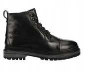 Botki męskie - Pepe Jeans Czarne Trzewiki Męskie Ze Skóry Naturalnej 41 Awf - miniaturka - grafika 1
