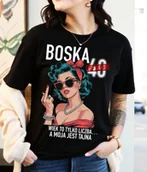 Koszulki i topy damskie - DAMSKA koszulka na 40 urodziny - Boska 40 - wiek to tylko liczba a moja jest tajna'' - miniaturka - grafika 1