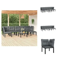 Meble ogrodowe - vidaXL 8-częściowy zestaw wypoczynkowy do ogrodu z czarno-szarego polirattanu - Zestawy mebli ogrodowych - miniaturka - grafika 1