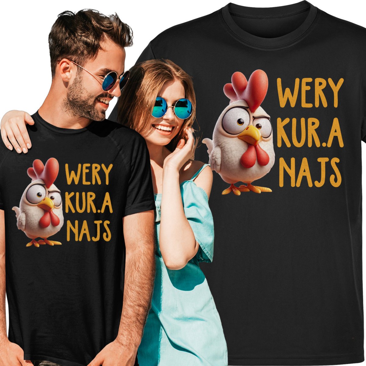 Koszulka męska Wery Kur.a Najs Śmieszny Napis Kurczak Kogut Kura M
