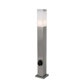 Lampy ogrodowe - QAZQA Lampa zewnętrzna stalowa 80 cm z gniazdkiem IP44 - Malios - miniaturka - grafika 1
